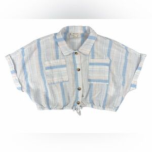 KATE MACK Girls Button Front Oversized Cropped Top - 8